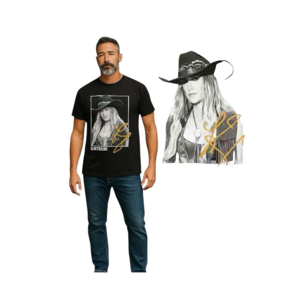 Lainey Wilson Black Graphic Tee with Signature Design
